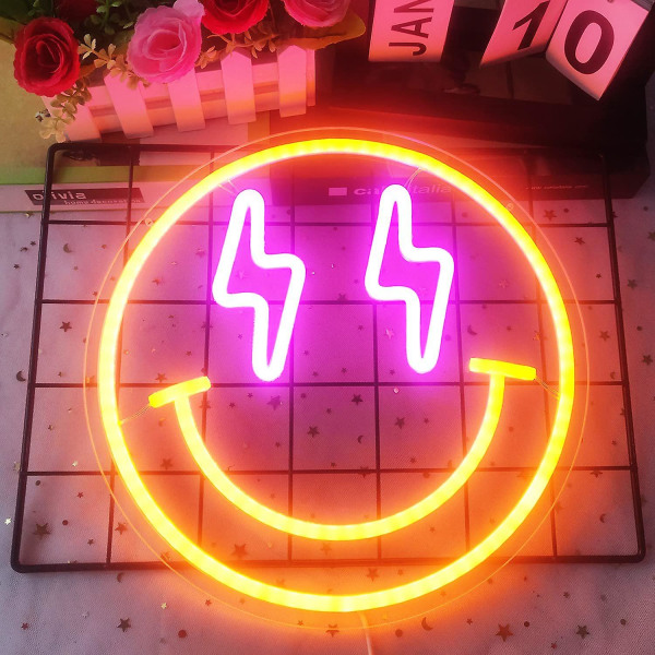 Smiley Face Neon Skylt Dimbar Smiley Face Led Skylt Smile Neon Skylt För Väggdekor Smiley Face Dekor För Sovrum Barnrum Smiley Neon Skylt För Rum D