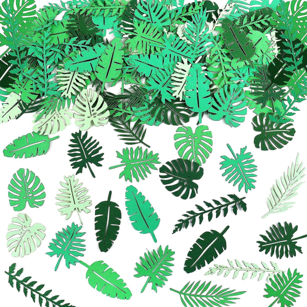 100 st Green Leaf Baby Shower Konfetti Tropiska Palm Leaf Baby Shower Bordsdekorationer Födelsedag Tropiska Festdekorationer För Bröllop Jungle Forest