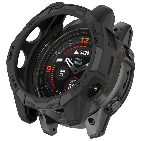 Skyddande fodral för Garmin epix Pro (Gen 2) 42mm /Fenix 7S Pro/7S, mjuk TPU ihålig ram Black