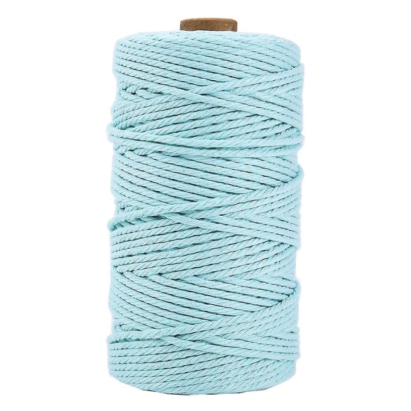4mm*109 jaardia naru, puuvillanaru värillinen yksisäikeinen kierretty naru DIY-askarteluun seinävaatteisiin, kasvitelineisiin Light blue