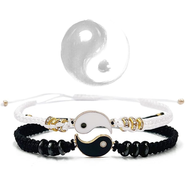 2 Matchande Yin Yang armband, parrelation vävt armband justerbart