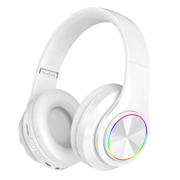 Bluetooth hörlurar Trådlösa hörlurar över örat med mikrofon, hopfällbara och lätta trådlösa stereoheadset för researbete Tv Pc Mobiltelefon white