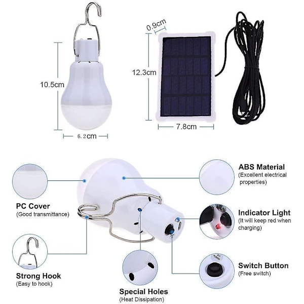 Kannettavat aurinkoenergialla toimivat LED-lamput, aurinkokennovalot kanatarhoihin 3,5 metrin aurinkopaneelilla retkeilyyn, telttailuun, kalastukseen, vaellukseen, kanatarhoihin ja varastovalaisimeksi (140lm)