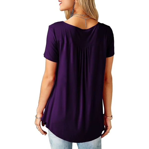 Naisten puserot röyhelöillä, löysä napitus, tunikat naisille Dark Purple S