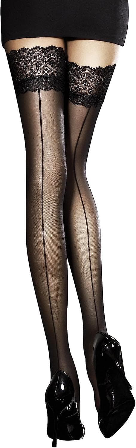 30 Denier Sheer Hold Ups (stor, Svart) Red L