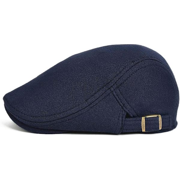 Hatt för män i bomull, platt Ivy Gatsby Newsboy Driving Navy Blue