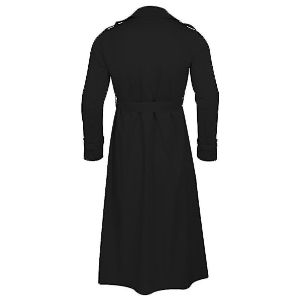 Herrar Lång Trenchcoat Krage Överrock Casual Vinterjacka Enfärgad Ytterkläder ArmyGreen XXL