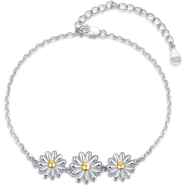 Daisy Armband 952 Sterling Silver Flowers Armband Justerbart armband Daisy