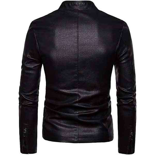 Herre Mode Cool Motorcykel Læderjakke Frakke Casual Ensfarvet Lynlås Langærmet Jakker Frakker Toppe black 4XL