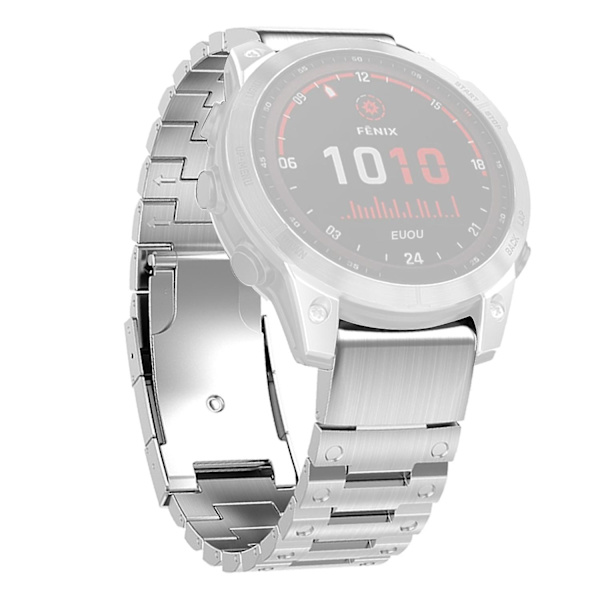 26 mm Quick Release rem med foldespænde til Garmin Fenix 7X/7X Solar/Enduro/ Coros Vertix 2 Silver