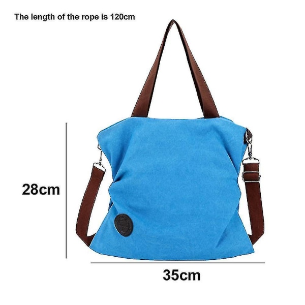 Canvas Messenger Bag Skulderveske, Blå Fritid Mote Kunstnerisk Canvasveske