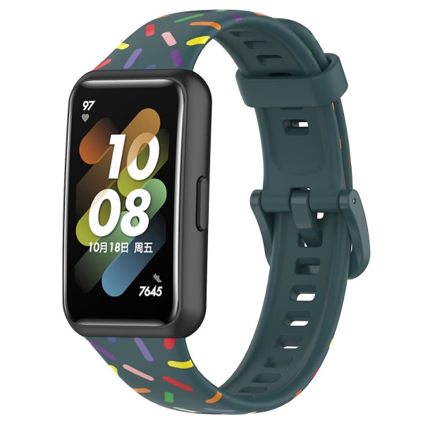 För Huawei Band 7 Färgglada fläckiga watch i silikon Green
