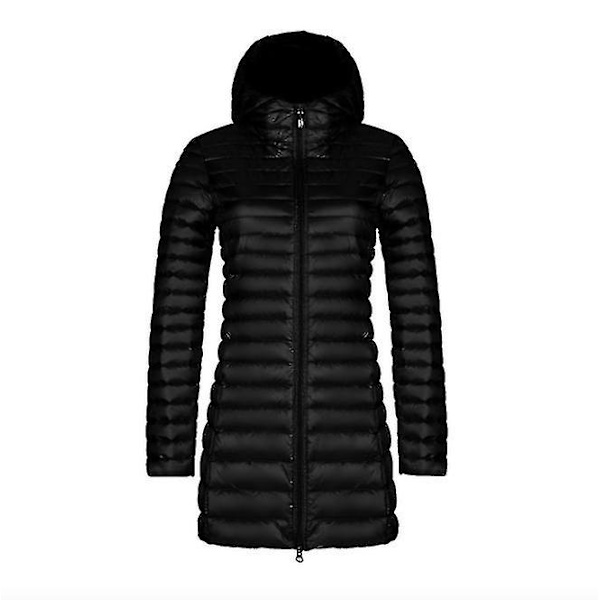 Syksyn ja talven uusi muoti naisten ohut pitkä hupullinen korealainen slim-mallinen yksinkertainen iso takki Black XXL