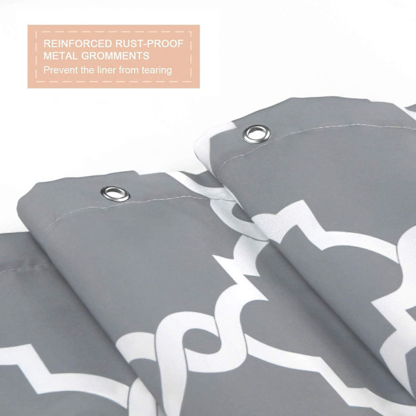 Bruseforhæng, Badeværelsesforhæng med 12 Kroge, Vandtæt Polyester Grey Geometric