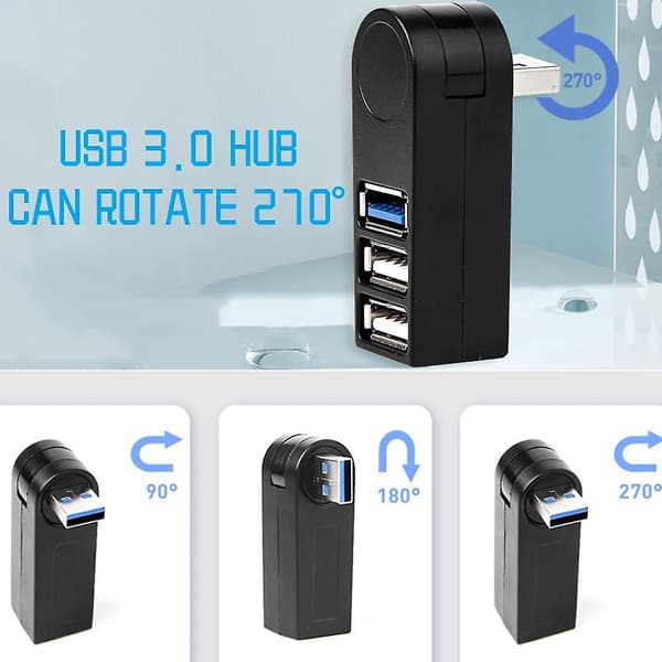 Usb til 3 Usb-porte 270 Graders Drejelig Ultra Tynd Usb Splitter Til Macbook Notebook Pc Usb Flash Drev Hdd