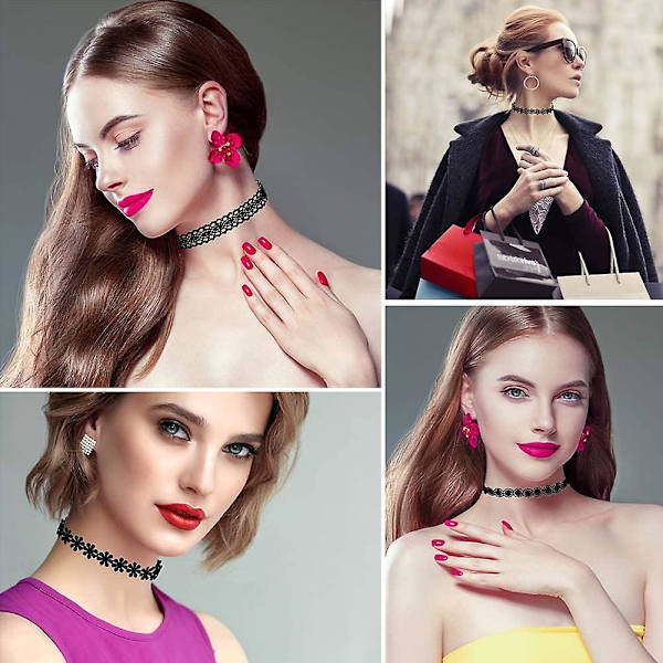 Choker Halskæde Sæt Mode Stretch Fløjl Gotisk Tattoo Stretch Halskæde