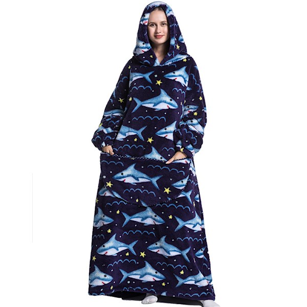 Stor och varm sport-hoodie, oversized tröja, Lazy hoodie plus långa hemmakläder A019