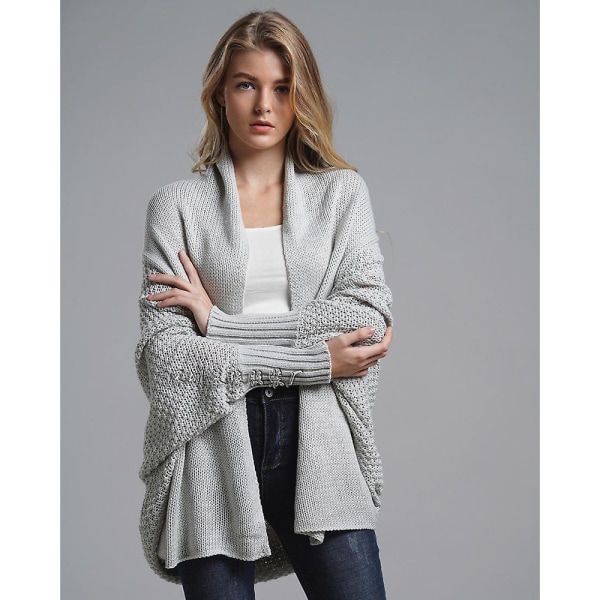 Syksyn ja talven lepakkohiha plus-koon pitkä neulecardigan-pusero naisten takki naisten pusero Gray Average size