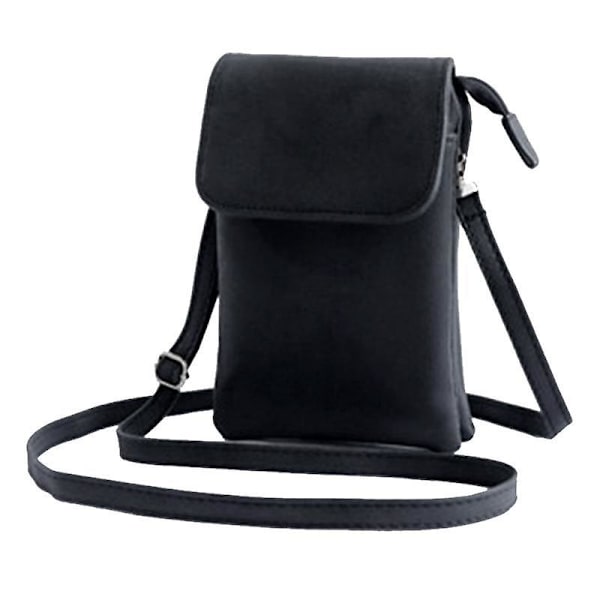 Retro PU-nahkainen olkalaukku pieni olkalaukku puhelimen säilytyspussi matkalaukku Black Matte