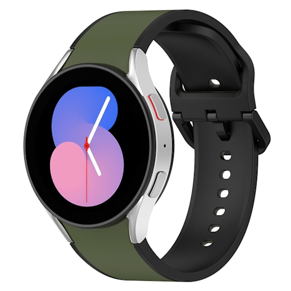 Andningsbar mjuk silikonklockarmband för Samsung Galaxy Watch6 40/44mm/ Watch 4/5 40/44mm /5 Pro 45mm Army Green  Black