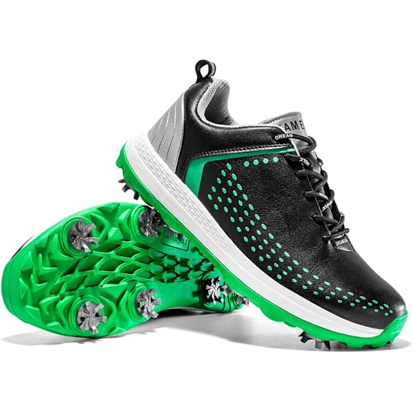 Vattentäta golfskor för män, utomhus golfsports tränings sneakers med 8 spikar för golfare Black EU42