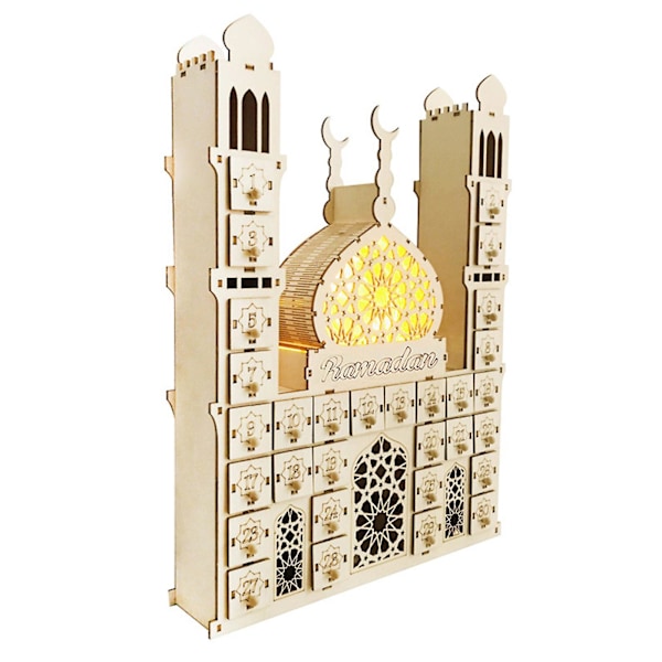 Bedste Rabat Eid Ramadan Mubarak Dekor Adventskalender 2023 LED Lys Islamisk Slot Ramadan