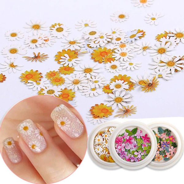 3D Blomst Negleklistremerker, 450 stk Holografisk Simulering Blomst Blad Negl Glitter Paljetter Akryl, Glimmer Negl Glitter For Neglekunst Dekorering