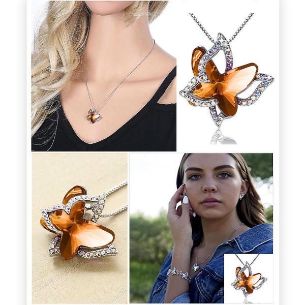 Kristalldjur Fjäril Halsband Tillbehör style3