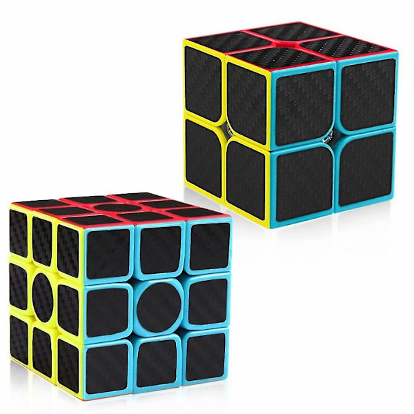 Carbon Fiber 2x2 3x3 Speed Cube Bundle, Magisk Terning Puslespil Legetøj til Børn