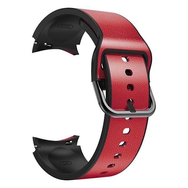 Samsung Galaxy Watch 4/5/6 40/44mm / 5 Pro 45mm Pikakiinnitteinen Pehmeä Nahkapäällysteinen Kellonranneke Red