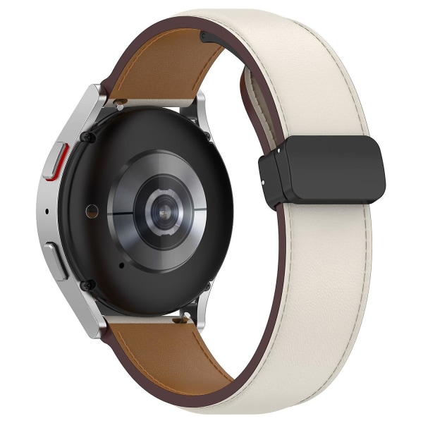 20 mm fällbart läderspänne klockband för Samsung Galaxy Watch6 40 mm 44 mm/Watch6 Classic 43 mm 47 mm Beige