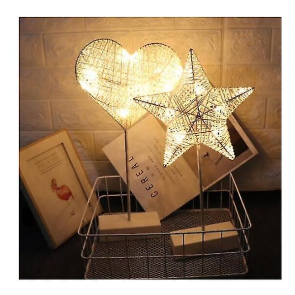 LED Stjerne Rattan Hul Form Bordlampe Juledekoration size4