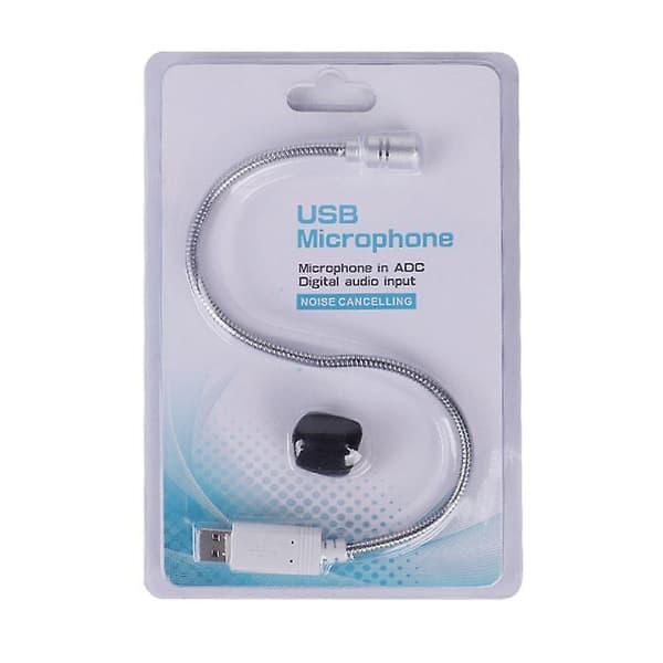 Mini USB-mikrofon för bärbar dator och stationär dator PC Kondensatormikrofon med svanhals Silver Grey