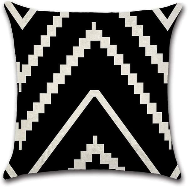 Svartvita geometriska kuddfodral 45 x 45 cm Pack Acsergery av 4 bomullslinnekuddfodral Present