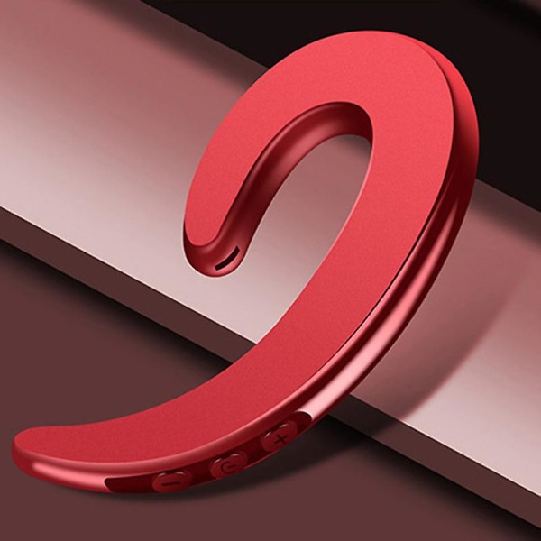 3c Lett Ørekrok Trådløs Bluetooth Hodetelefon, smertefri Bruk Enkelt Øre Bluetooth Ørepropper Med Mikrofon, Lettvekt Non Bone Conduction Headset Red