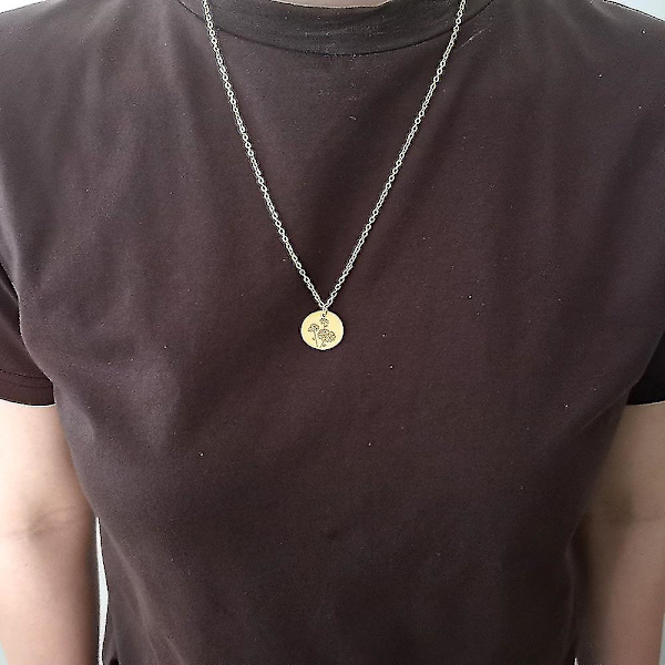 Runt mynt halsband, titanstål snidade blommor, små hängen presenter style4