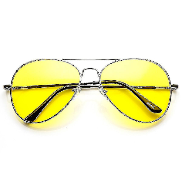 Mimigo Klassisk Metallramme Gule Nattkjørings Aviator Solbriller