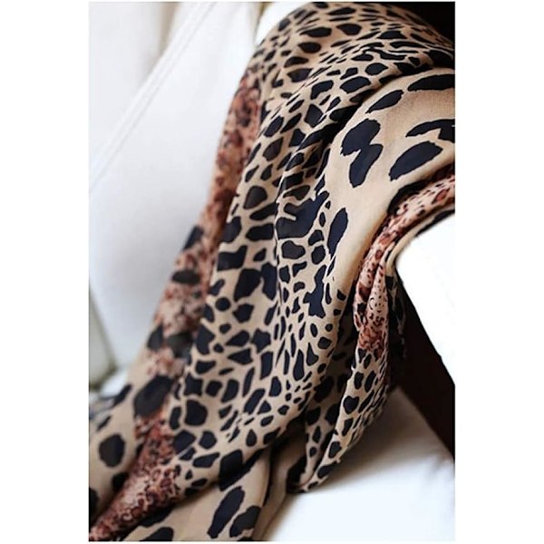 Dam Scarf Lång Mjuk Leopardmönstrad Chiffon Silkeshalsduk Sjal Stole Wrap Damkläder Tillbehör