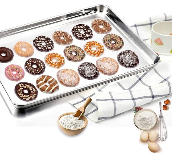 Bageplade med rist sæt, bageplade i rustfrit stål, cookieplade med kølerist, giftfri og sund, nem rengøring
