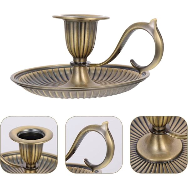 Vintage Bronze Bondegård, Middagshåndtag Stand Jernpander Pejs Tilspidset Center Lysestage Håndholdt Kaminhylde Kammerstage Lys Husopvarmningsholdere A