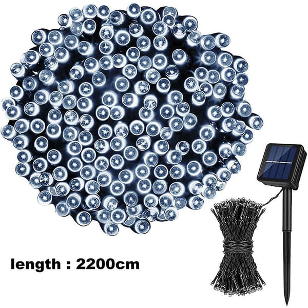 Solar Julelys LED - 22 meter 200 LED 8 tilstande Fe Lys Til Have, Hegn, Altan white