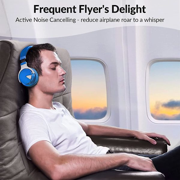 Active Noise Cancelling Hovedtelefoner Bluetooth Hovedtelefoner Blue