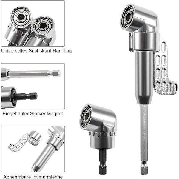 105 graders skruvmejsel fästadapter och 280 mm bits med 1/4\" rätvinklig borr magnetisk bitshållare