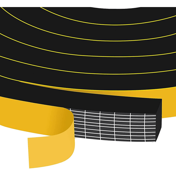 Skumgummitätningstejp 6 mm (b) x 1,5 mm (t) Fönsterdörr Dragt Excluder Air Black 12x12mm