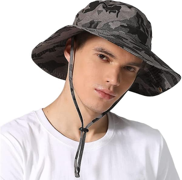 Acsergery Camouflage Solhat UV Beskyttelse Bred Skygge Sommerhat Spandhat Vandrehat Gave