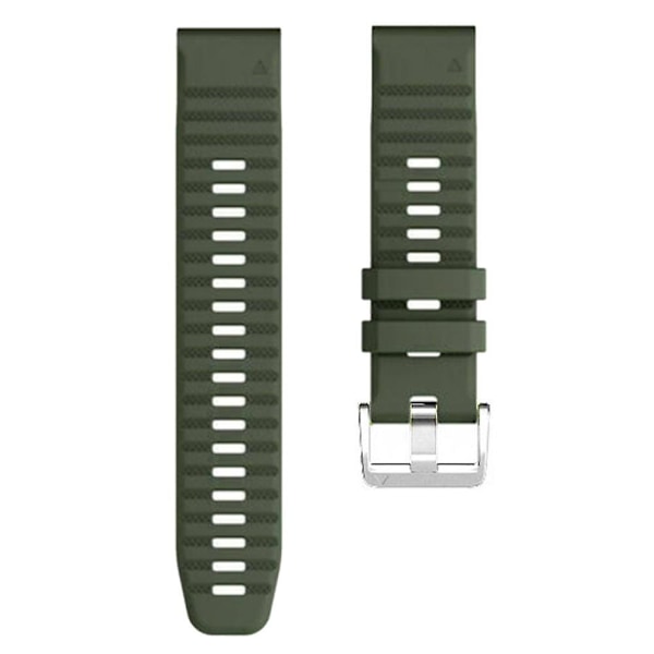 För Garmin Tactix 7 Pro/Fenix 7X/Fenix 6X Pro 26mm Silikonklockarmband med stålspänne Army Green