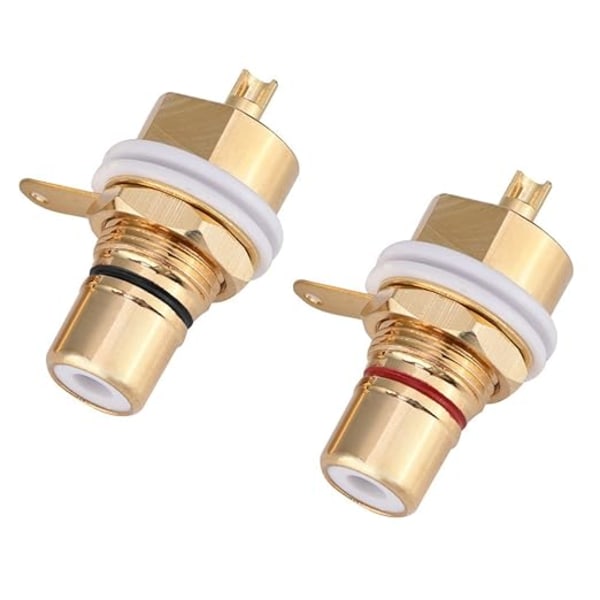 2 stk. RCA Terminal Guldbelagt Kobber RCA Panelmontering Hun Jack Terminal Stik Audio Connector