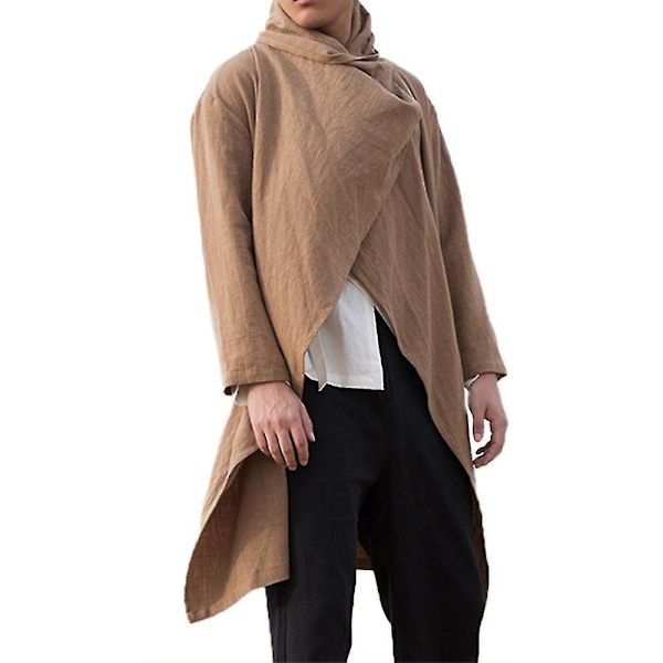 Herre Langermet Poncho Kåpe Høst Vinter Jakke Cape Frakker Yttertøy Coffee XL