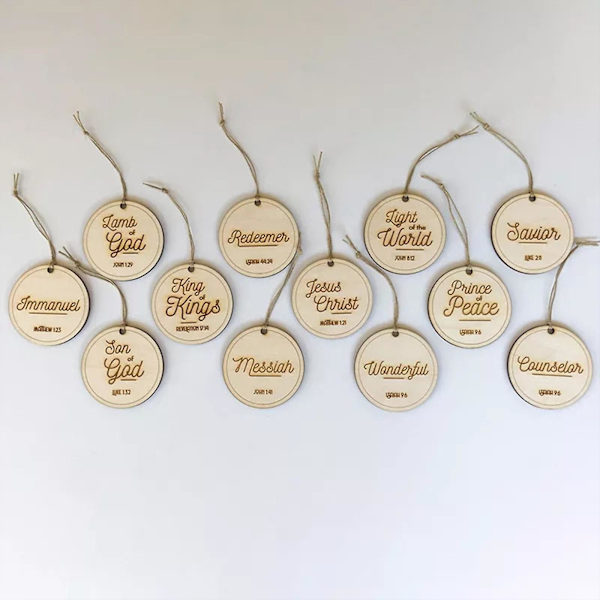 Nye Populære Navn på Jesus Julepynt Bibelske Allusjoner Ornamenter Med Navn På Frelseren Og Bibelske Allusjoner Jul Yellow 12pcs