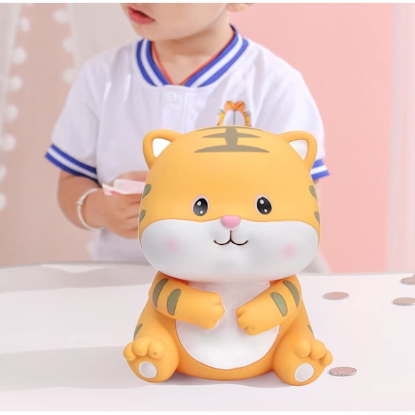 Spargris, Handmålad Flickor Söt Spargris Odestrukterbar Bedårande Tiger Obrytbar Baby Sparpengar Sparburk Dekorativ Pengakruka
